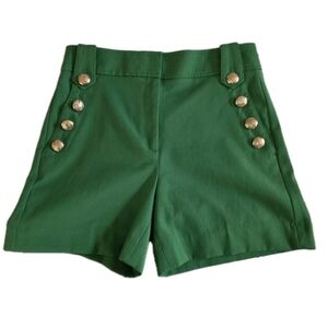 WHBM White House Black Market Curvy Mariner Button Shorts Green High Waist Sz. 4